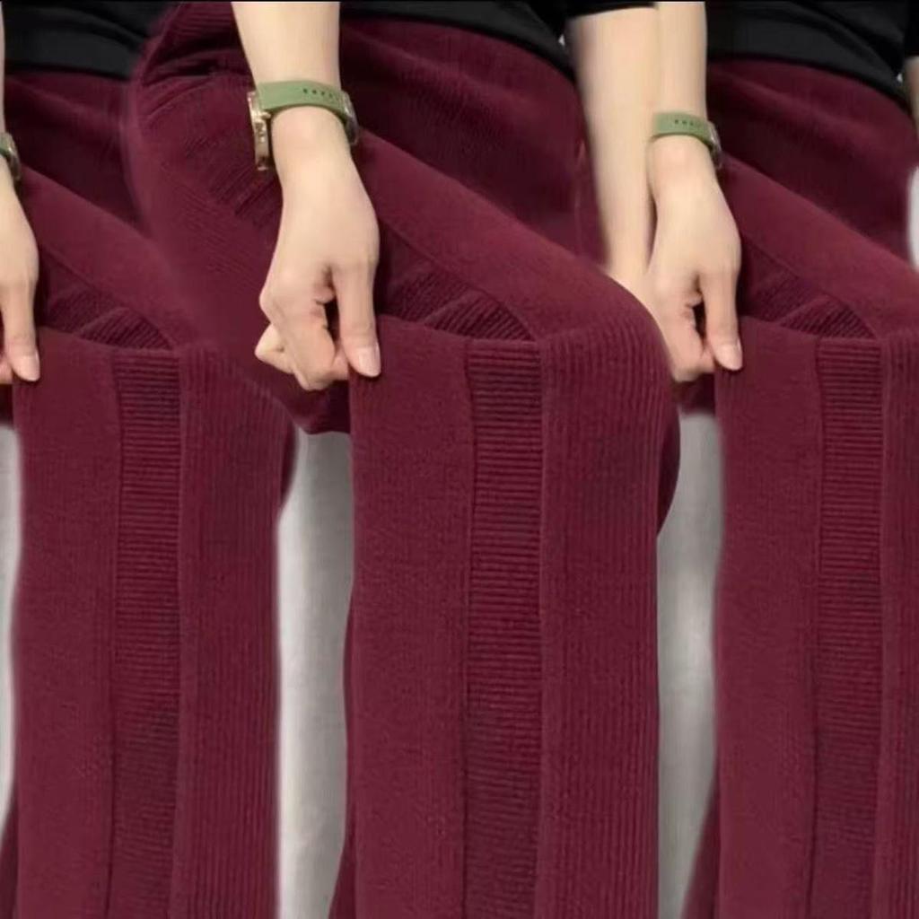 Damen High-Waist Fleecegefütterte Straight-Leg Hose, Herbst/Winter Mode, Verdickt für Wärme, Schlankmachend, Lockere Freizeitpassform