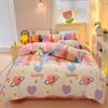Winter Flannel Duvet Cover Rainbow Dual-color Soft Warm Quilt Cover Cozy Thick Comforter Cover for Adults Children Queen King