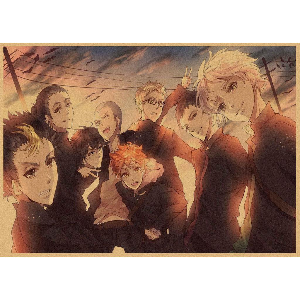 Haikyuu!! Retro Kraft Poster: Hinata Shoyo & Kageyama Tobio Decorative Wall Art