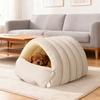 Abnehmbares Waschbares Winter Geschlossenes Katzenbett Weiche Baumwolle Gemütliche Katzenbett Höhle Faltbar Dickes Haustier Schlafhaus für Katzen Kleine Hunde
