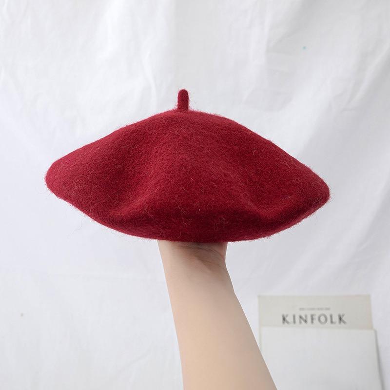 Wool beret fashionable versatile British retro high-end hat women's autumn and winter big head circumference painter hat