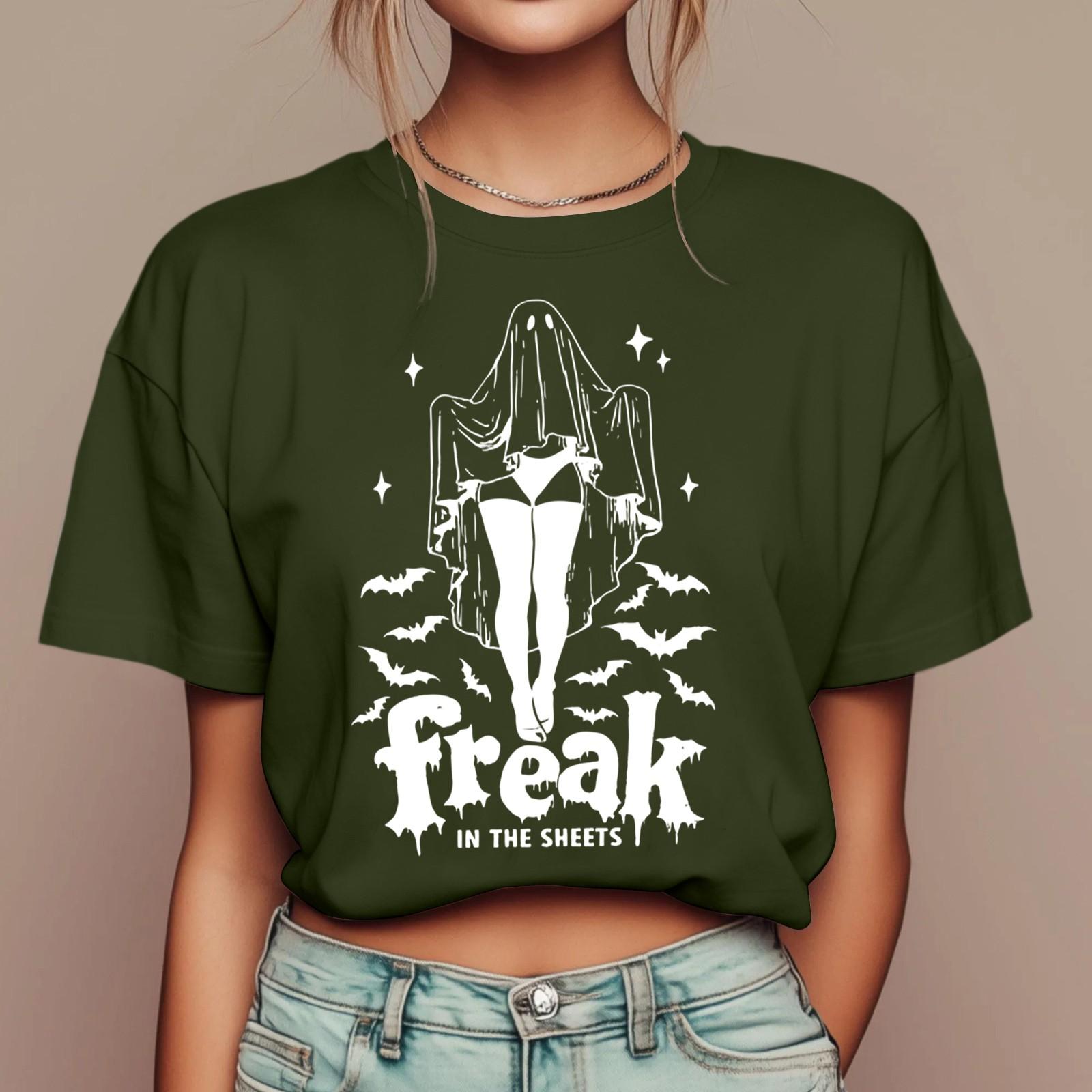 

Женские повседневные футболки с принтом для фестиваля, с коротким рукавом, с цветочным коротким рукавом, с круглым вырезом, ретро, с коротким рукавом, летние, повседневные топы XL