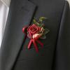 Lapela de Terno Masculino Flor Artificial Pulseira de Pulso Reutilizável Pulseira Floral Alta Simulação Versátil Celebração de Negócios Lapela