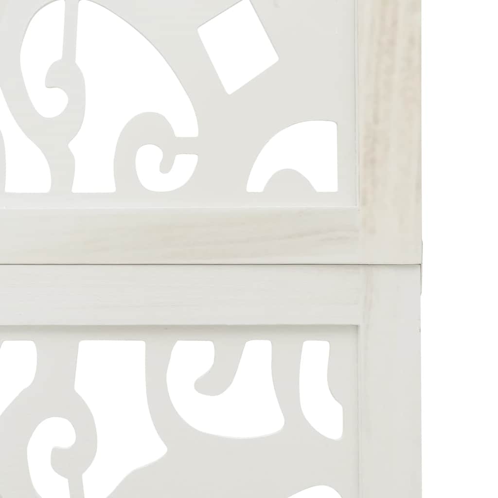 6 Piece Room Divider White Solid Paulownia Wood