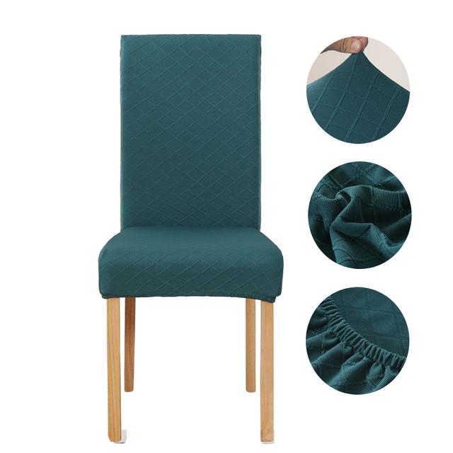 

Твердые жаккардовые чехлы на стулья, эластичные чехлы на стулья для свадьбы, столовой, офиса, банкета, Housse De Chaise, чехлы на стулья 1 piece