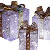 Christmas Decoration Gift Box Three-Piece Set Pile Ornaments Iron Gift Box Luminous Christma Suppli