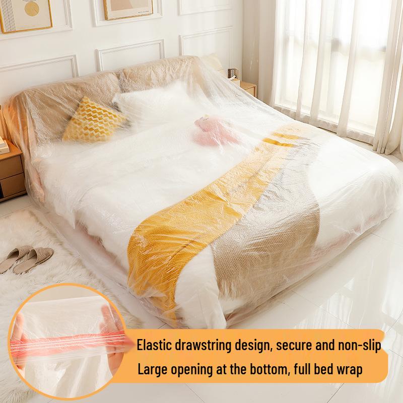 Disposable Dustproof Sofa Cover: Elastic, Thick, and Protective Plastic Film for Furniture. Disposable Dustproof Cover with Elastic Band