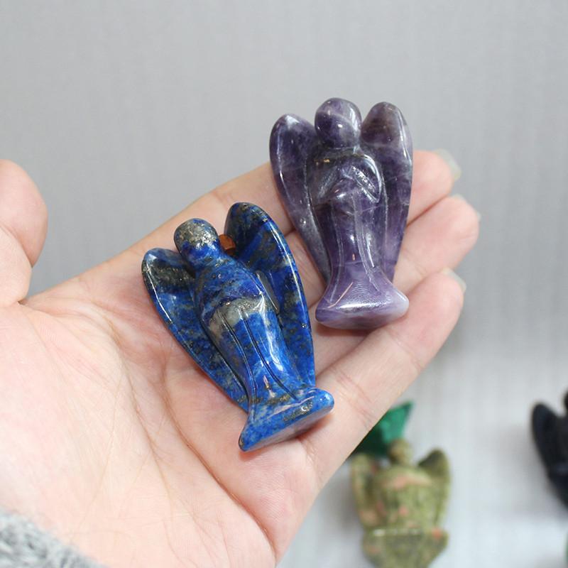 Exquisite Natural Gemstone Healing Crystal Carved Pocket Guardian Angel For Home Decor Gift