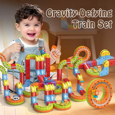 8/18/26/32/38 Piezas/Set Juego de Pistas de Tren Magnético DIY Coche de Carreras Cubo Riel Kit de Construcción Niños Pequeños Niños Niñas Tren Eléctrico Desafiante de la Gravedad Juguete STEM