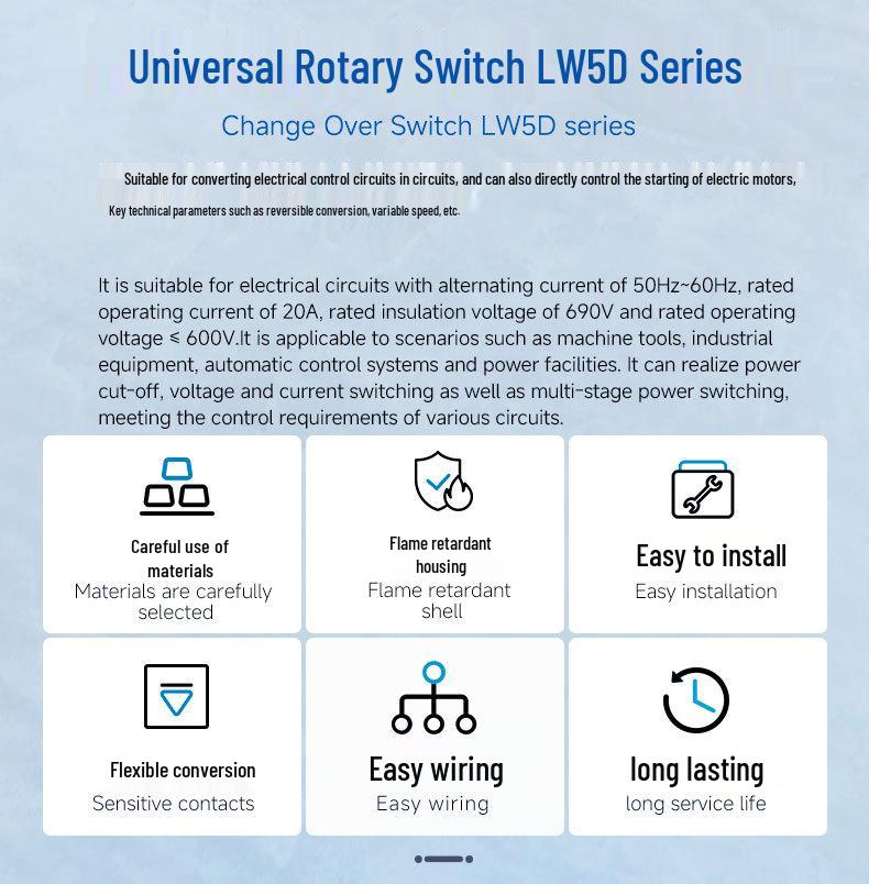 Zhuochao LW5D-16/9 1-0-2 Universal Three-Speed, Nine-Section Changeover Switch