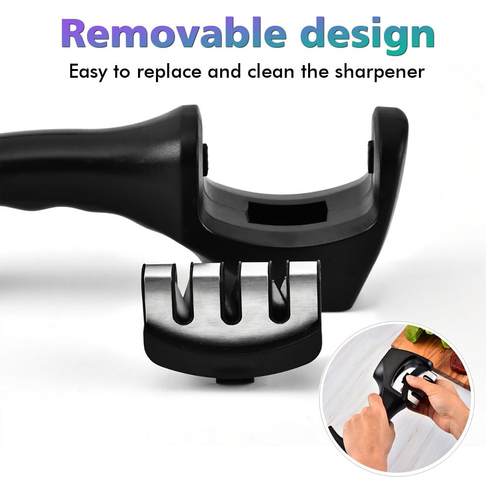 Multi-function Knife Sharpener Handheld 3 Stages Type Quick Sharpening Tool With Non-slip Base Kitchen Knives Accessories