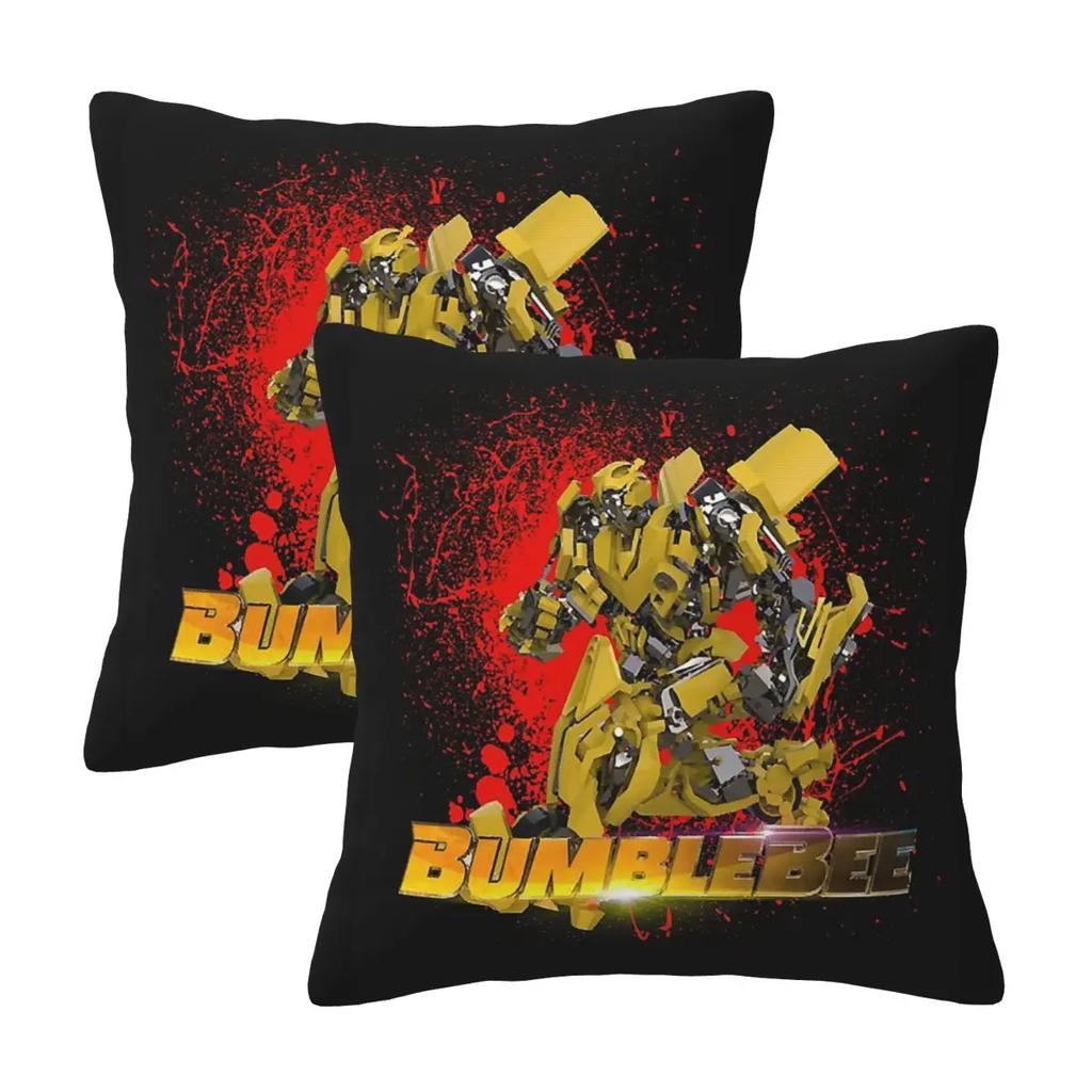 Transformers Autobots 2 Stück Quadratische Kissenhülle Kissenbezug Kissen Reißverschluss Dekorativ Komfort Deckenkissen für Zuhause Sofa