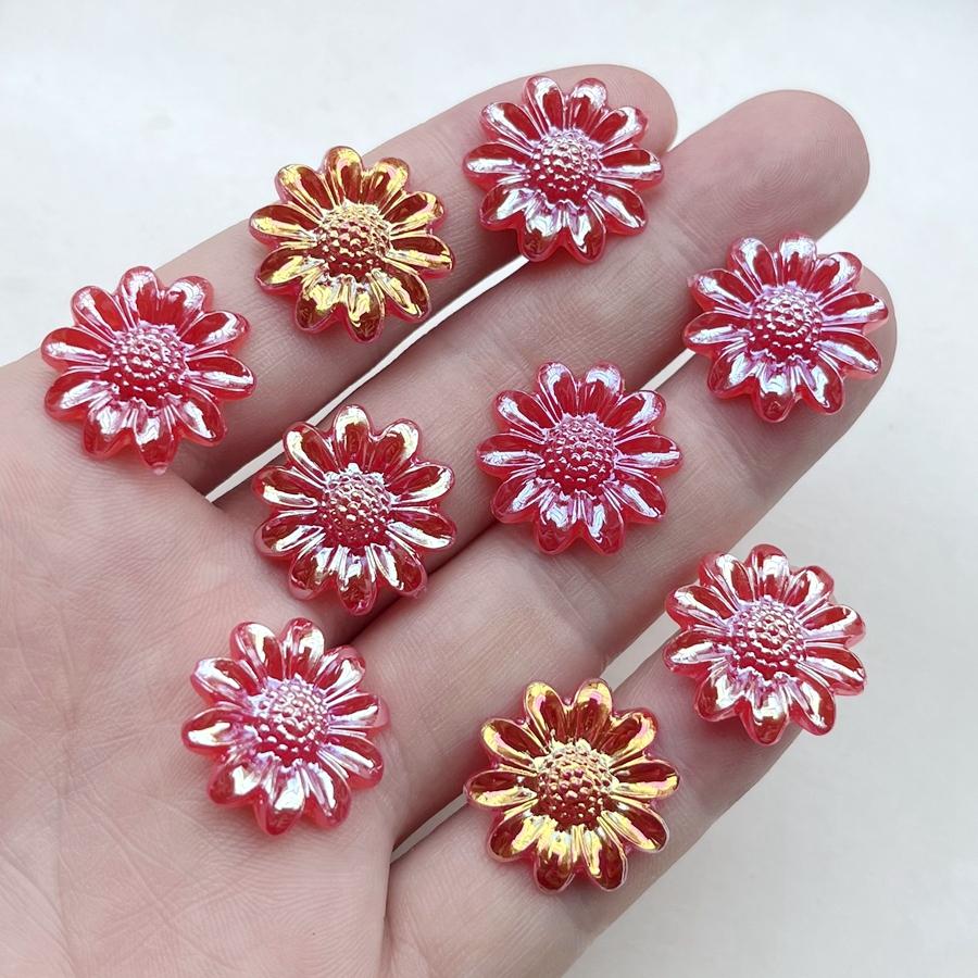 20pcs Mixed 20mm Ab Color Chrysanthemum Decoration Flat Back Diy Hair Accessories Mobile Phone Shell Decoration Flowers