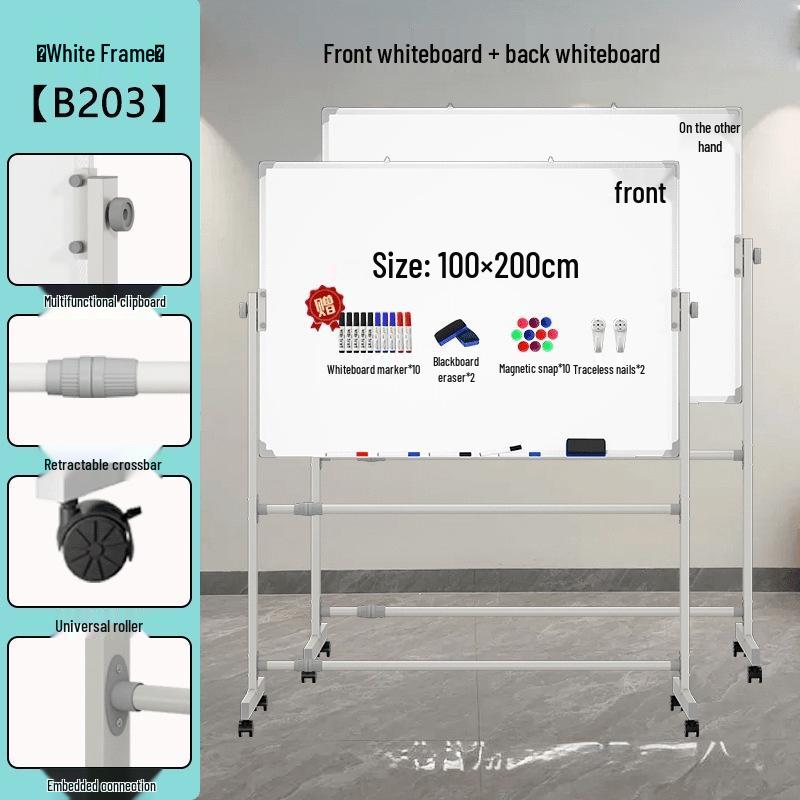 Doppelseitiges magnetisches Whiteboard und Tafel - Wandmontierte abwischbare Büro- und Klassenzimmertafel