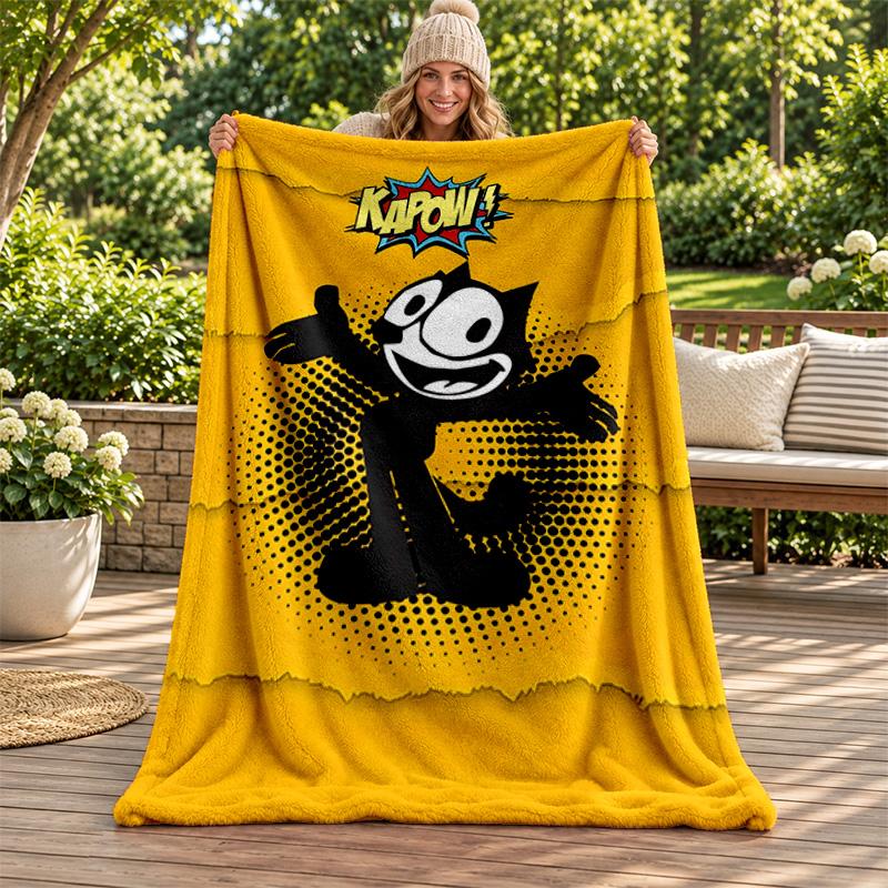 Felix the Cat blanket Flannel Blanket Soft Cozy Plush Throw for Sofa Bed Lightweight Home Decoration Gifts for Christmas various holidays