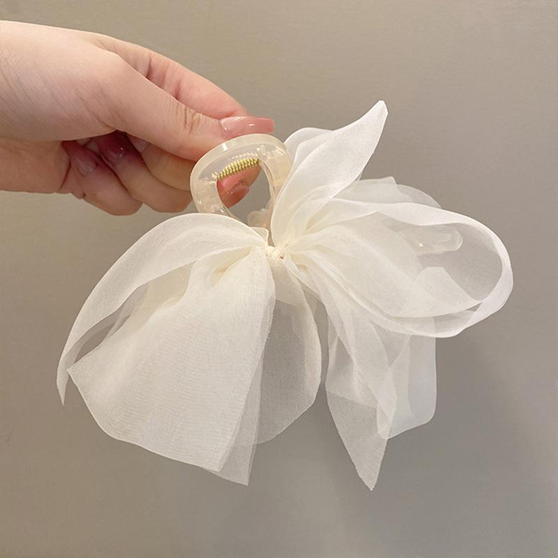 Mesh Bow Grip Clip kvinnelig hestehale flette hår klo klips Elegant jente hår klips