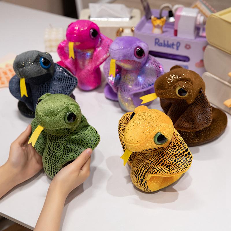Cute Zodiac Snake Plush Toy Sequin Snake Doll Big-eyed Snake Doll Children Funny Doll Gift