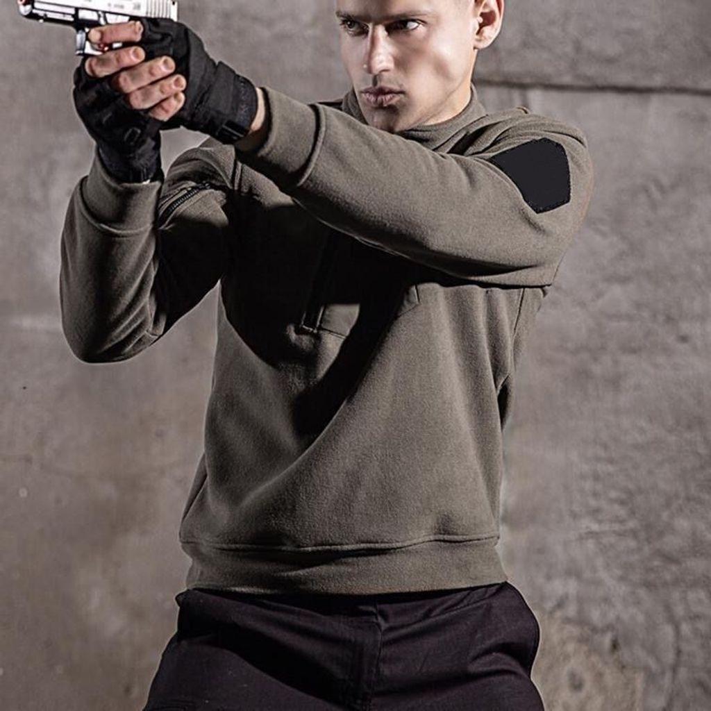 Pánský outdoorový pulovr z fleecu odolný proti chladu: Podzimní/Zimní Teplá Mikina na Zip