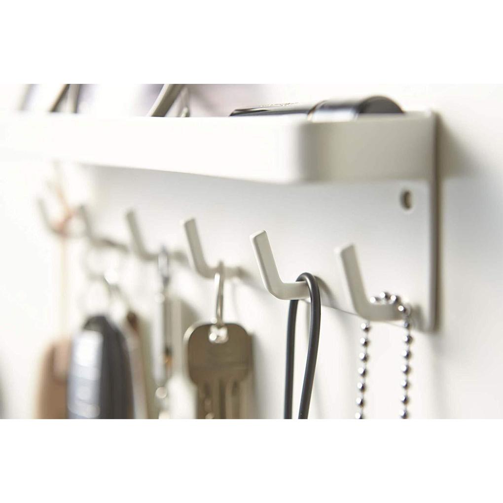 Storage Rack with Hooks Tray Self-Adhesive Key Holder Wall-Mounted Door Organizer Umbrella Clothes Home Bathroom Decoration
