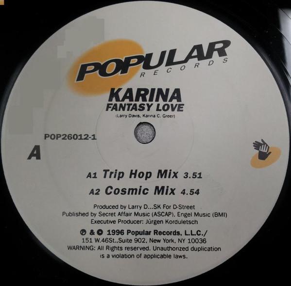 

12inch Record KARINA Fantasy Love POP260121 POPULAR 1996 US Dance Electronica Used