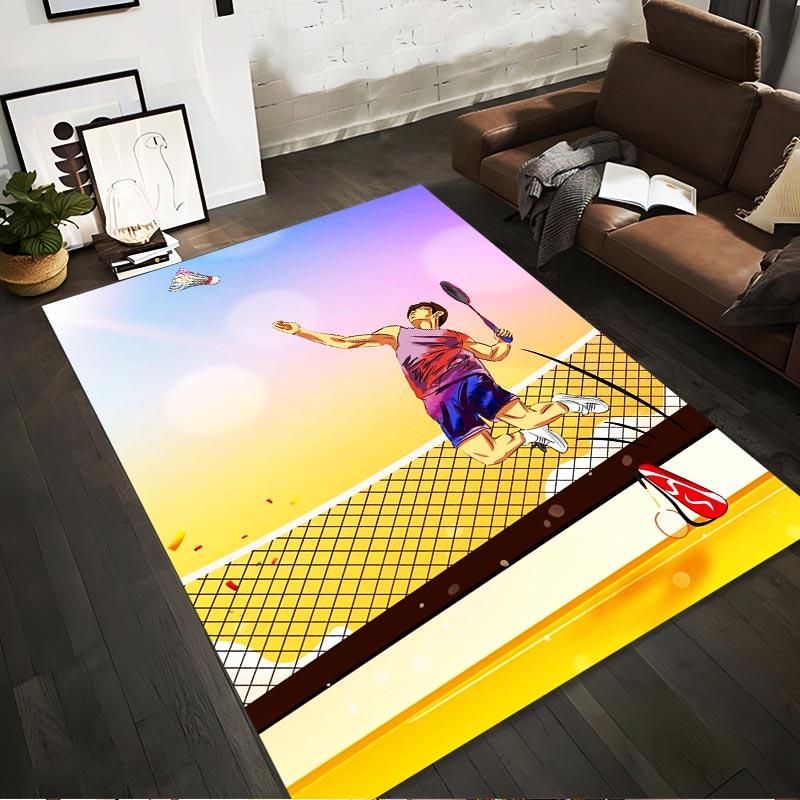 

Badminton Player Jump Shot Printed Carpet with Yellow Gradient Design Suitable for use as an anti-slip for living room bedroom sofas 40x60cm( 15x23in )