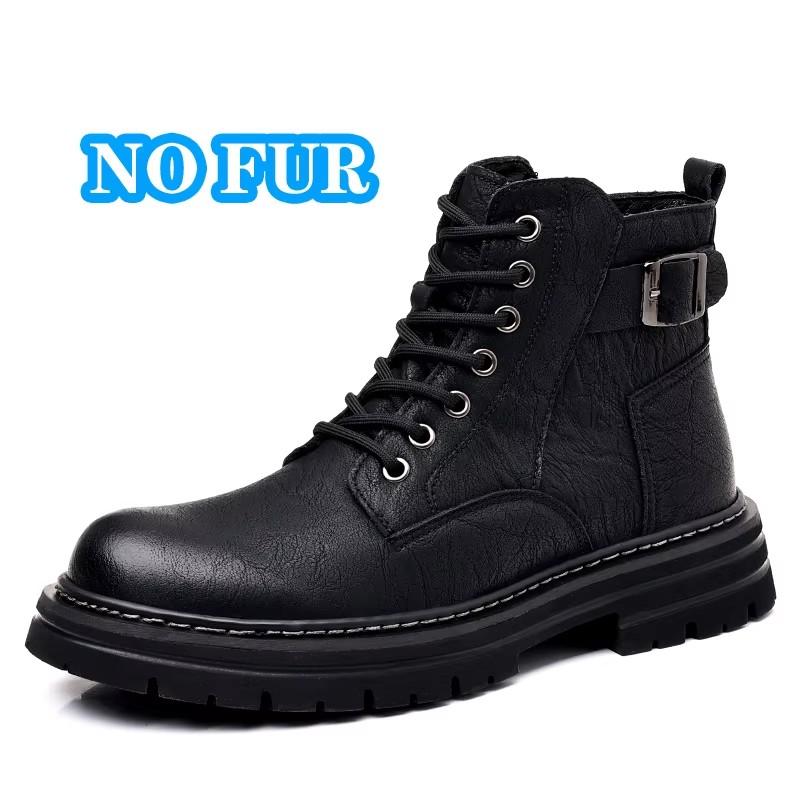 Fashion Lace Up Short Basic Boots Men Outdoor Platform High Top Sneakers High Quality Motocross Boots Leather Male New Walking Boots