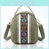 Canvas Ethnic Embroidery Shell Shape Small Bag With Zipper Pockets For Daily Use