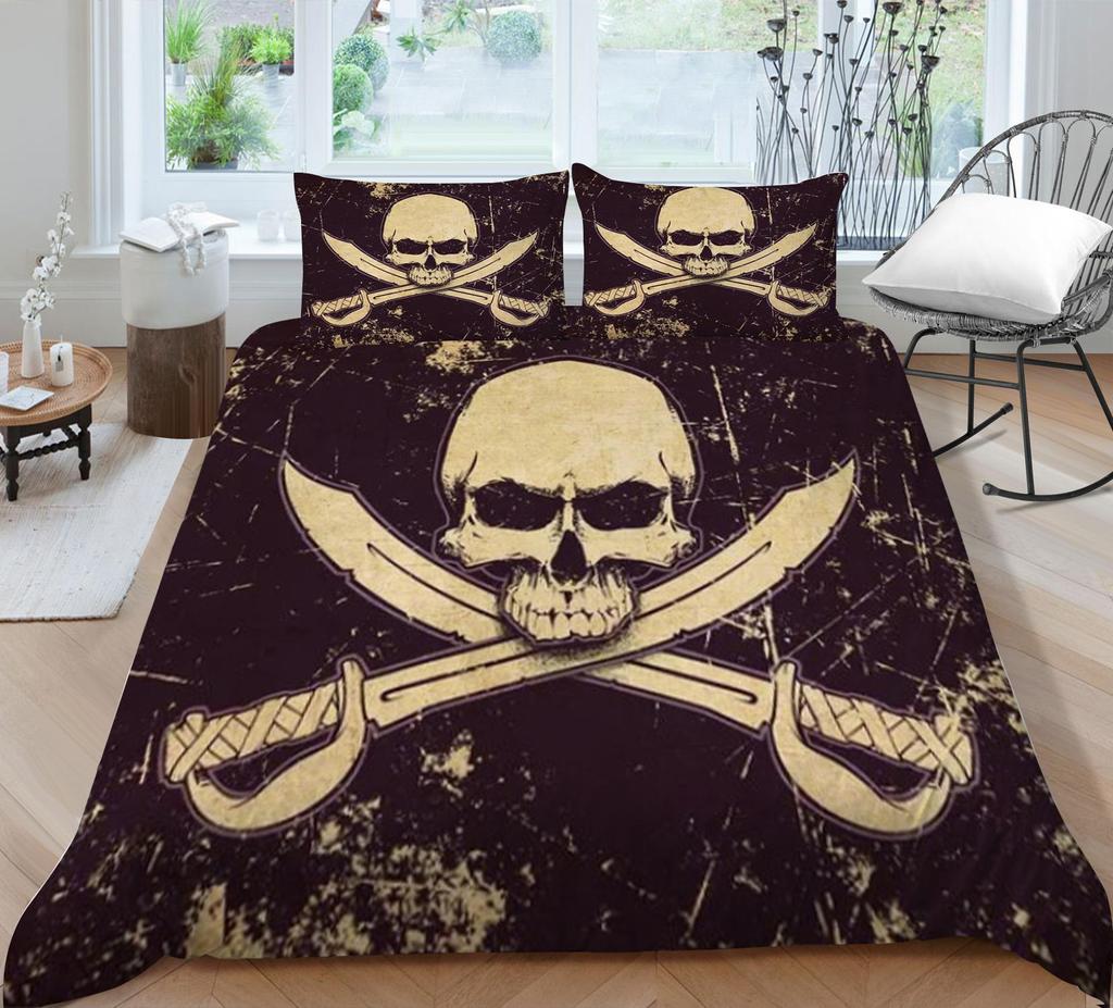 Luxury Quilt Cover Woman Man Use 3D Skull Style Bed Sets Microfiber Double Queen King Size Covers Set Home Textiles
