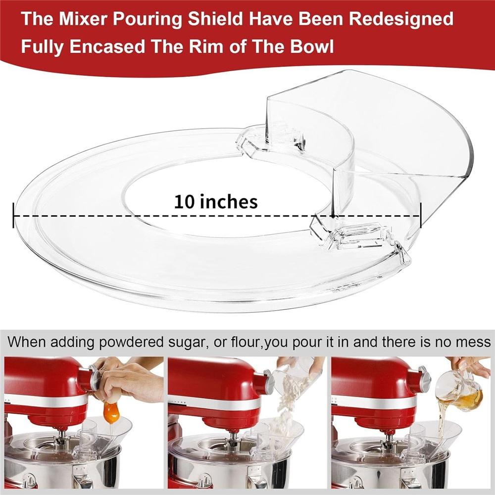 Osłona przeciwbryzgowa do miksera z podnoszoną głowicą - Osłona z wyjmowanym lejkiem, kompatybilna z mikserami planetarnymi KitchenAid z misą 5,5-7 litrów