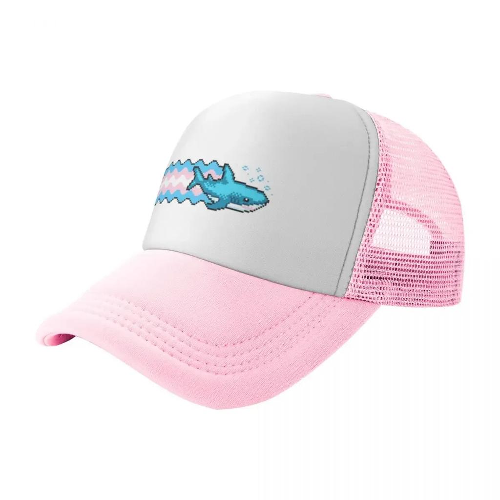 Blahaj Blue Shark Pride Pixel Art Camping Mesh Baseball Caps Women Personalized Female Beach Coquette Hat Peaked Cap