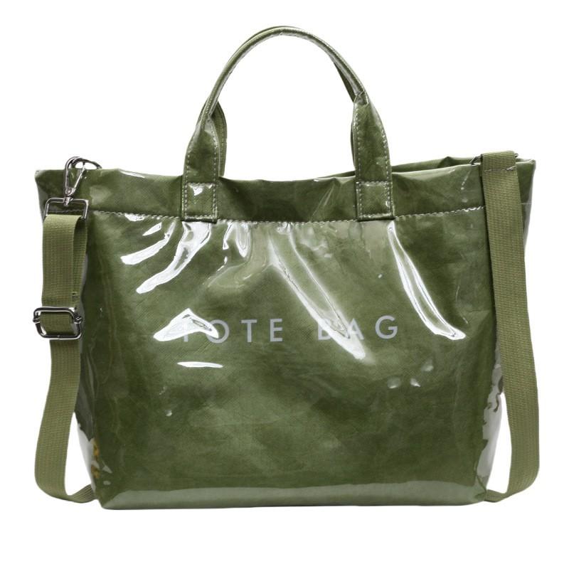 Large Capacity Kraft Paper Jelly Bag PVC Transparent Waterproof Tote Shoulder Crossbody Commute Travel