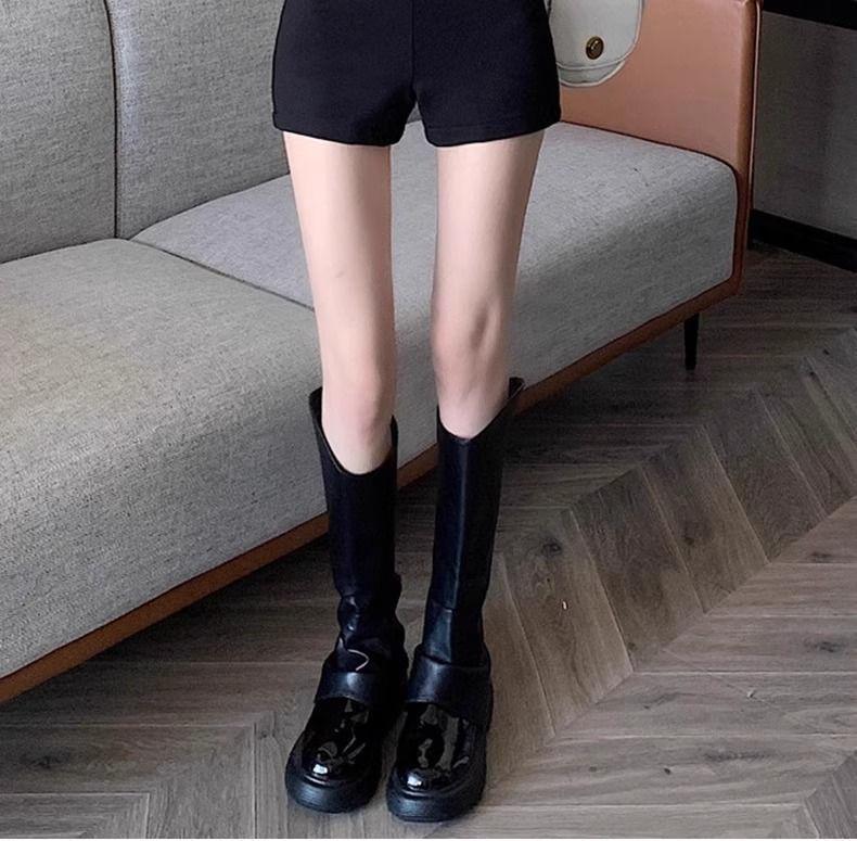 Women's High Waist Black Summer Shorts - Petite, Elastic, Anti-Exposure Hot Pants