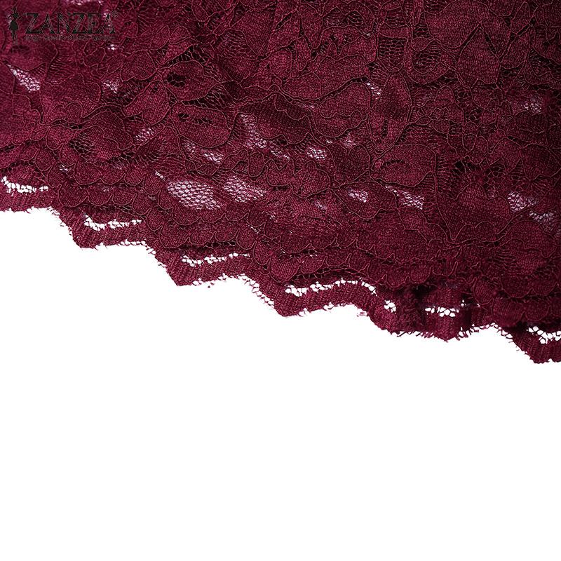 ZANZEA Women Casual Round Neck Summer Half Sleeve Lace Blouse