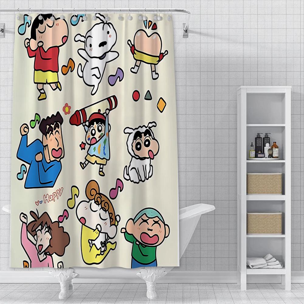 Shower Crayons Shinchans Curtain Waterproof Polyester Fabric Paint Colorful Bath Curtains Home Bathroom Decor Curtain With Hook