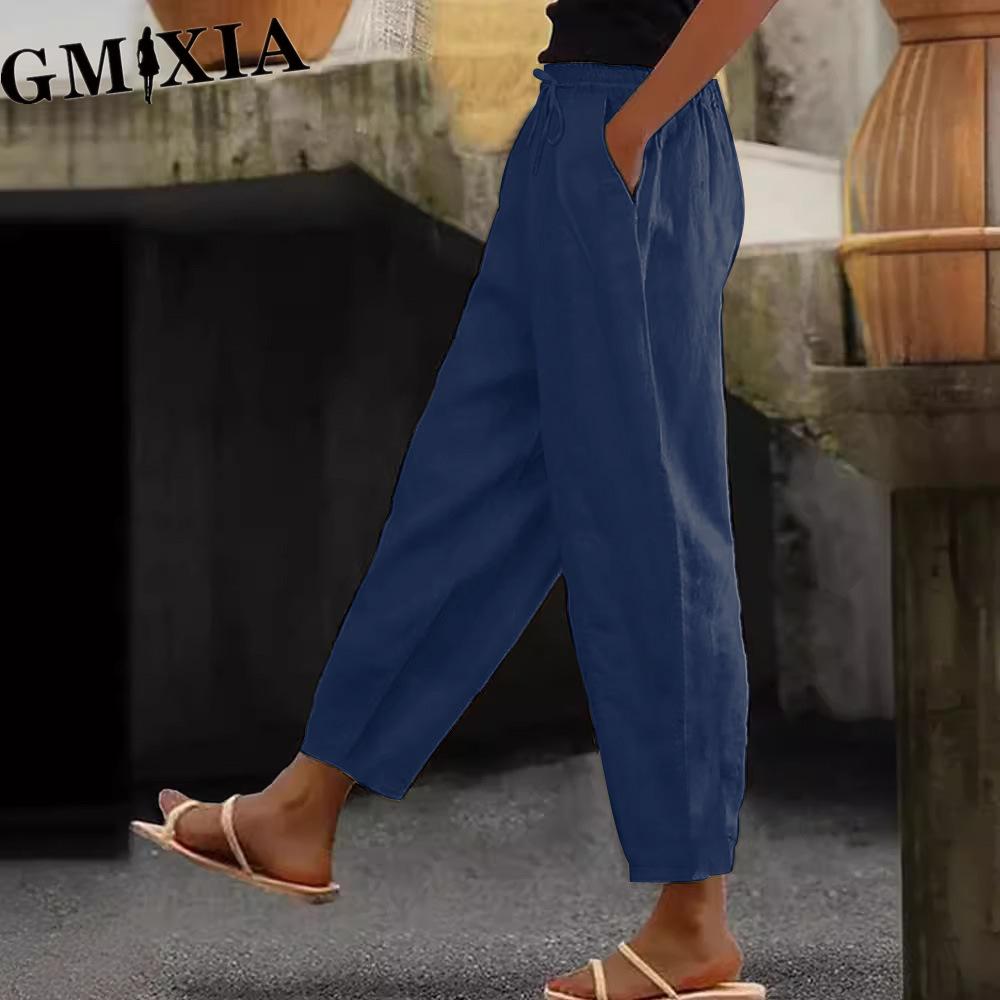 GMXIA Women's Fashion Casual Solid Color Print Pants & Capris Trousers