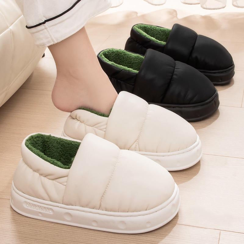 Waterproof Cotton Slippers Women's Winter New Couple Indoor Home Non-slip Warm Thick Bottom Outer Wear Cotton Drag Men