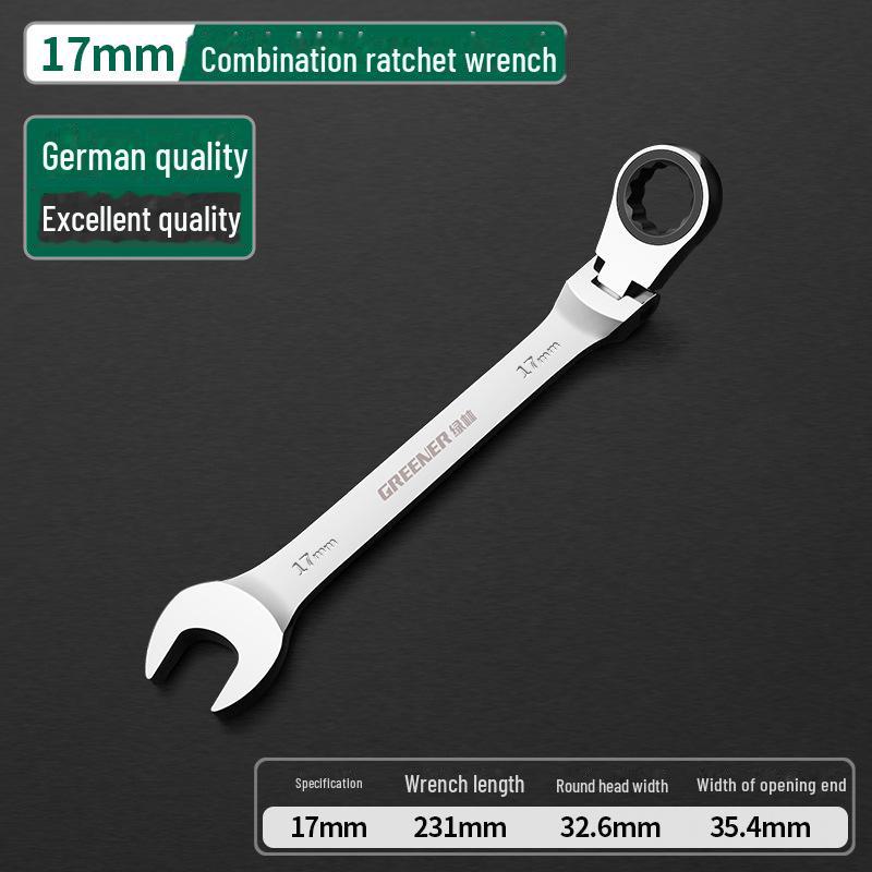 Green Forest Dual-Purpose Ratchet Wrench with Mirror Finish