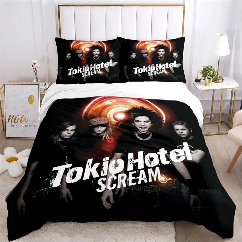 

Tokio Hotel 3D-печать Рок-группа Всесезонный пододеяльник Комплекты постельного белья Мягкий пододеяльник и наволочки Одинарный Двуспальный Квин Кинг EU single(135x200cm)