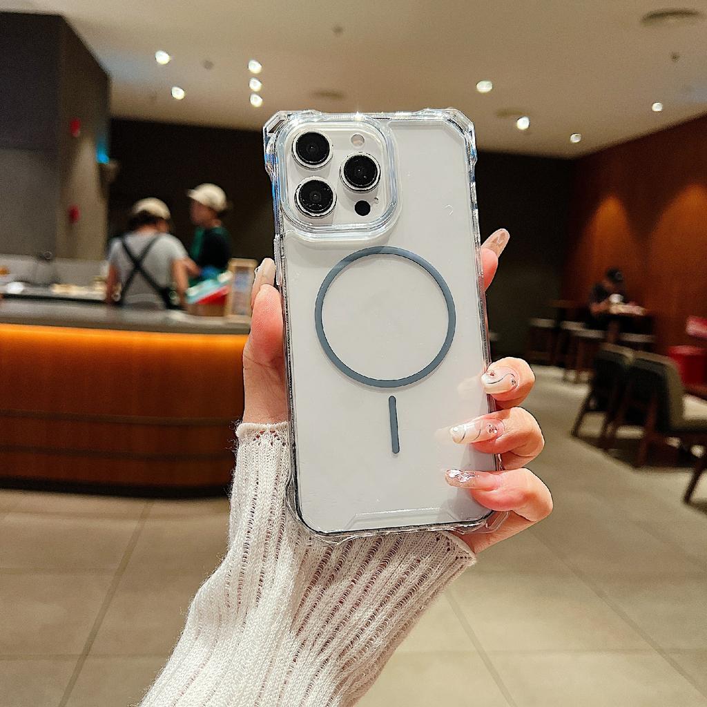 For iPhone 15 Pro Magnetic Case Drop-Proof TPU+PC Phone Back Cover