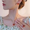 Jewelry Copper Bottom Gold-Plated Rose-Cut Orange-Red Zirconium Simple Wind Cover Main Stone 14-12Mm