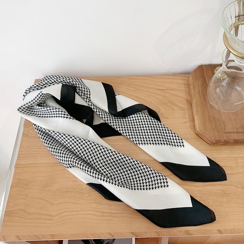 70 simulated silk scarf square scarf women's fashion letter printing small square scarf workplace decoration scarf scarf