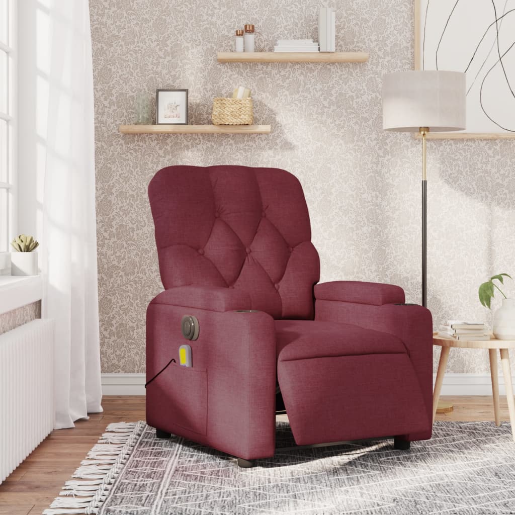 Electric Massage Chair Burgundy Fabric