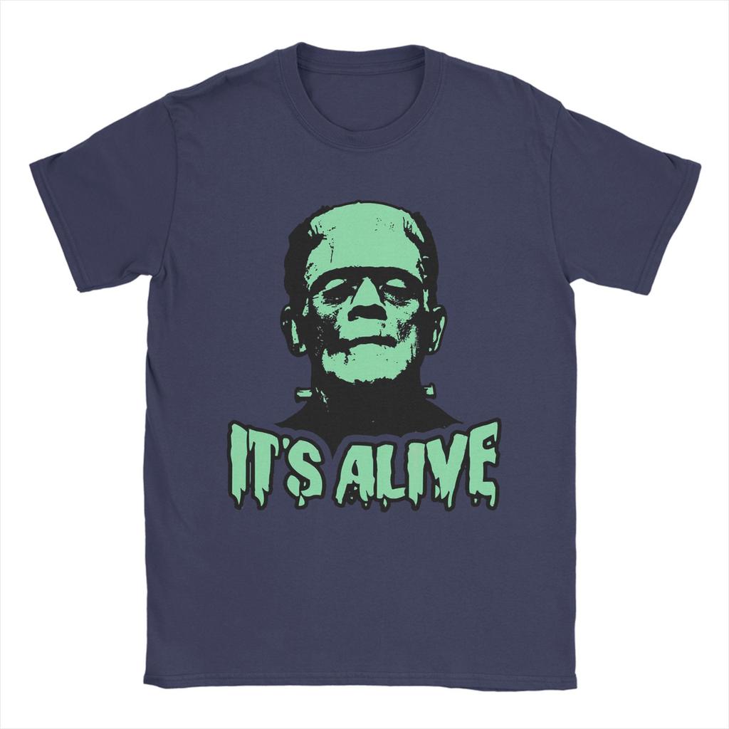 Novelty Frankenstein Monsters Horror Movie T-Shirt Men's Cotton Short Sleeve  Round Neck Summer Top Tee