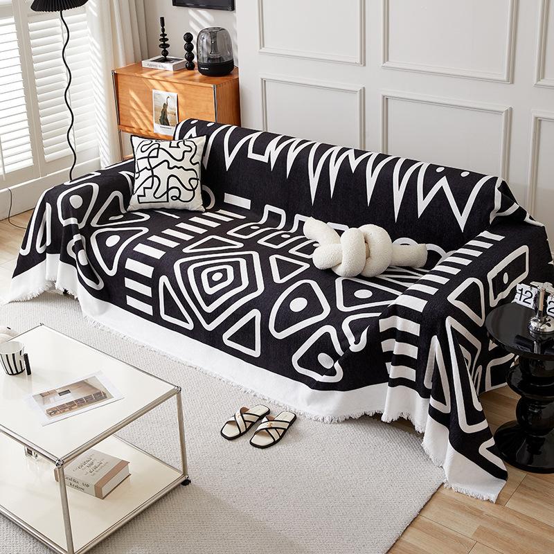 

Одеяло для дивана с геометрическим принтом, синель, цельное диванное полотенце, пылезащитное, против царапин, многоцелевое диванное полотенце для гостиной 180x230cm1pcs