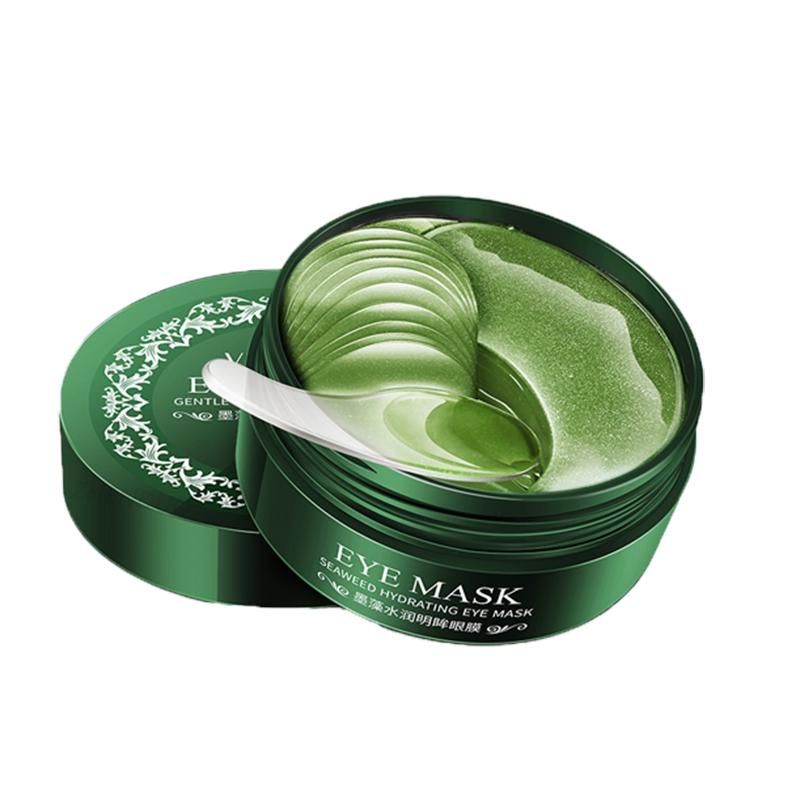 

60 шт. 24-каратного золота, маска для глаз с морскими водорослями, патчи для глаз, коллагеновая эссенция, уход за кожей, нестареющие патчи для глаз зелёный