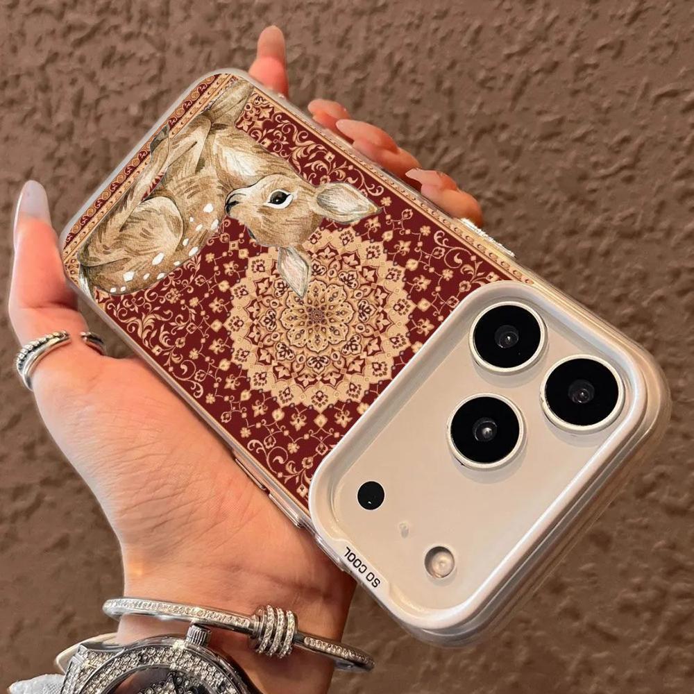 Persian Carpet Deer Phone Case Case for iPhone17 16 15 14 13 12 11 Pro/ Max/Plus Shock-proof Rear Cover Anti-fingerprint