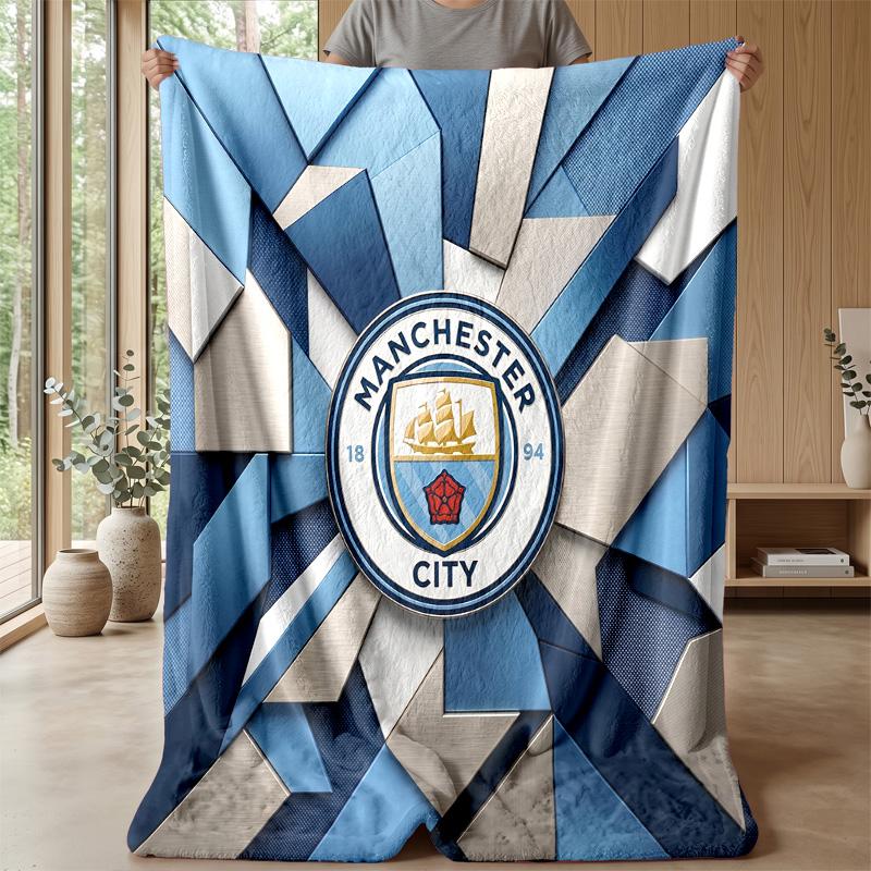 Coperta a tema Manchester City Morbida coperta in flanella Coperta morbida da divano Coperta accogliente per divano e letto per la decorazione della casa