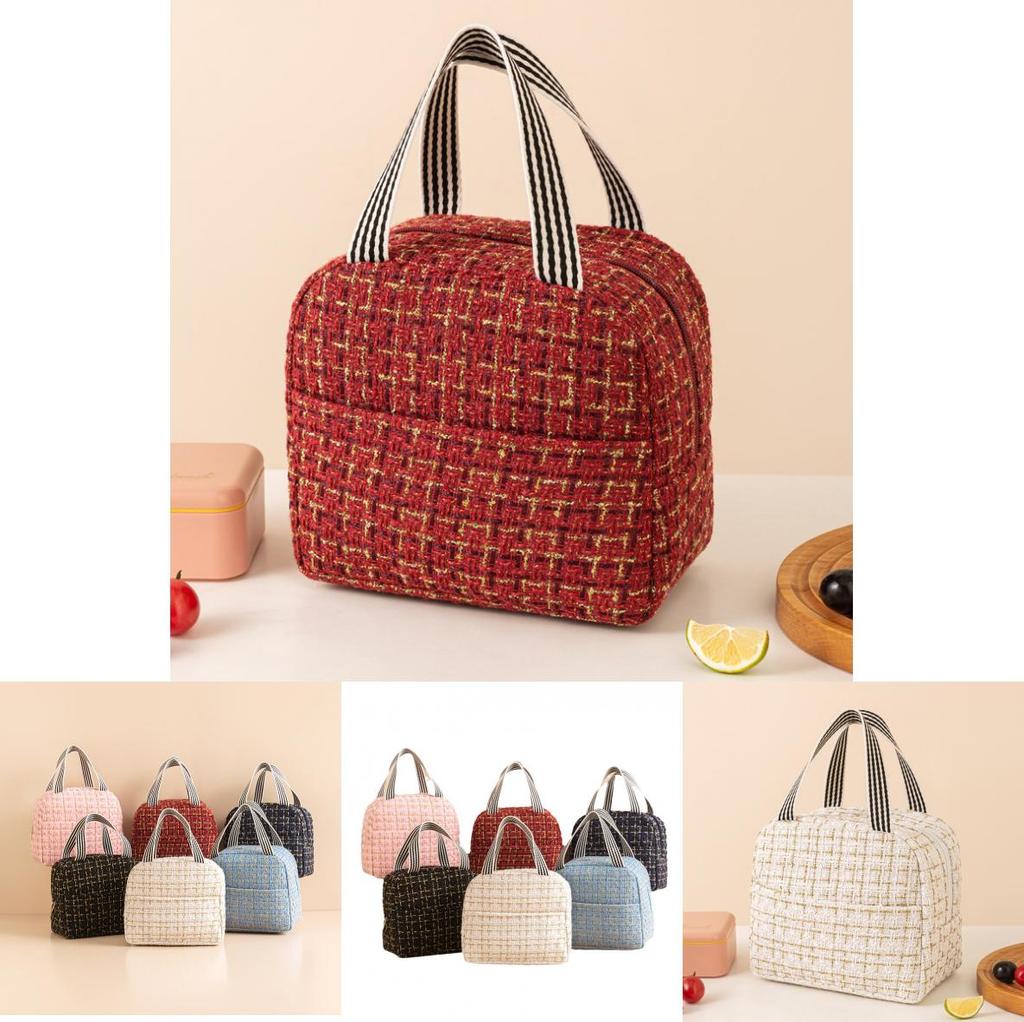 Polyester Small Fragrance Style Bento Bag With Thermal Insulation And Multiple Storage Functions