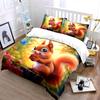 Adorable Squirrel Nature Decor Set Bedding Set with 1 Duvet Cover 2 Pillowcases Single Double King Queen, Gift