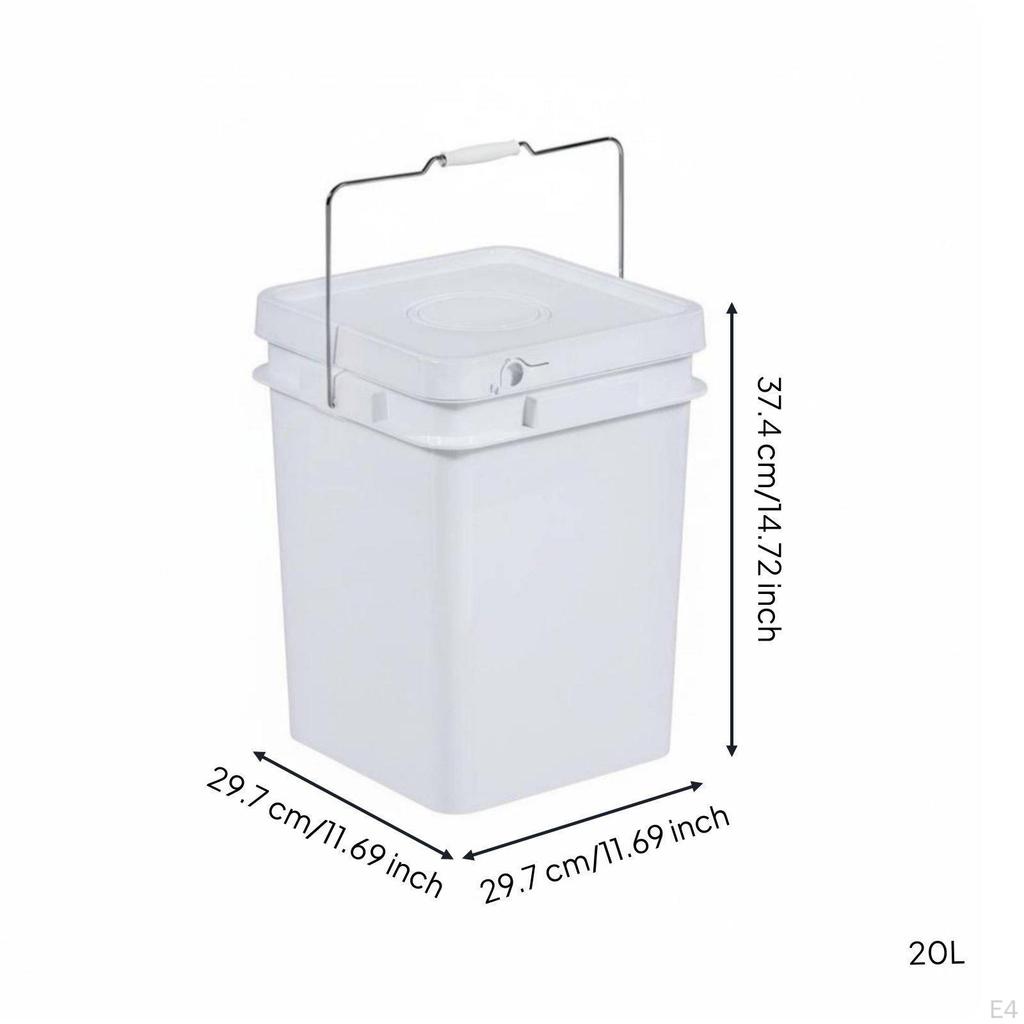 Square Bucket with Lid Versatile Use Fall Resistant Food Grade Storage Pail